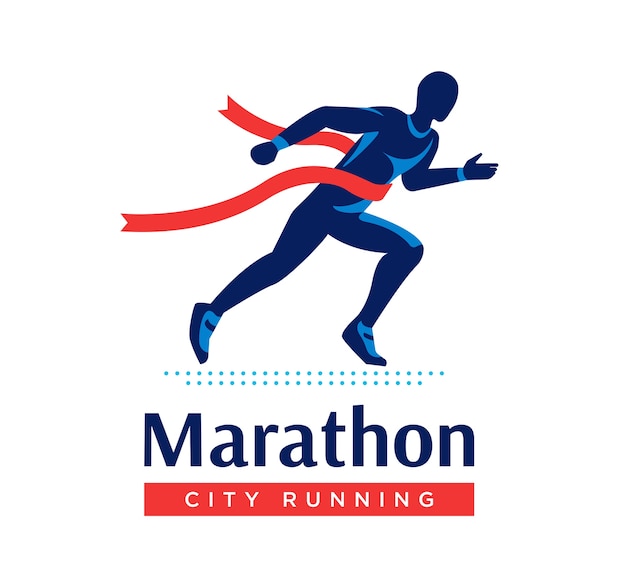 Maratona in esecuzione logo o etichetta.