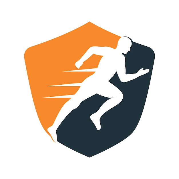 Running and marathon logo vector design simbolo del vettore dell'uomo in corsa