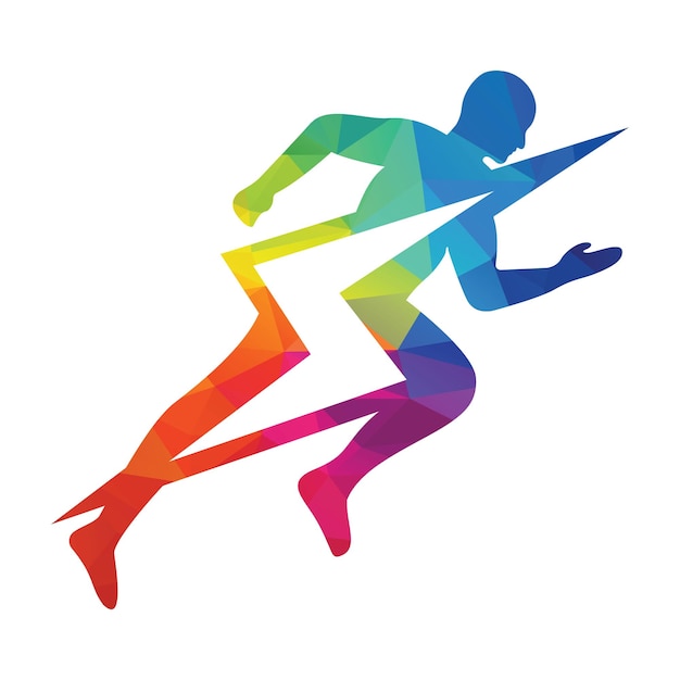 ランニングとマラソンのロゴ ベクター デザイン ランニング男ベクトル シンボル