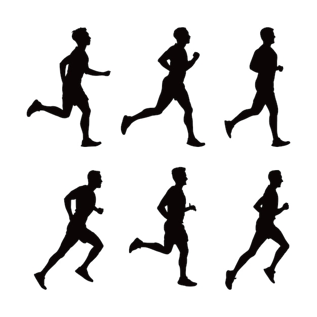 Running men silhouette Set van mannelijke sprinter vector illustratie