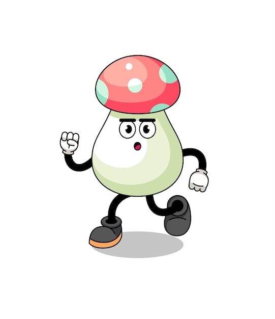 Running mushroom mascot illustration