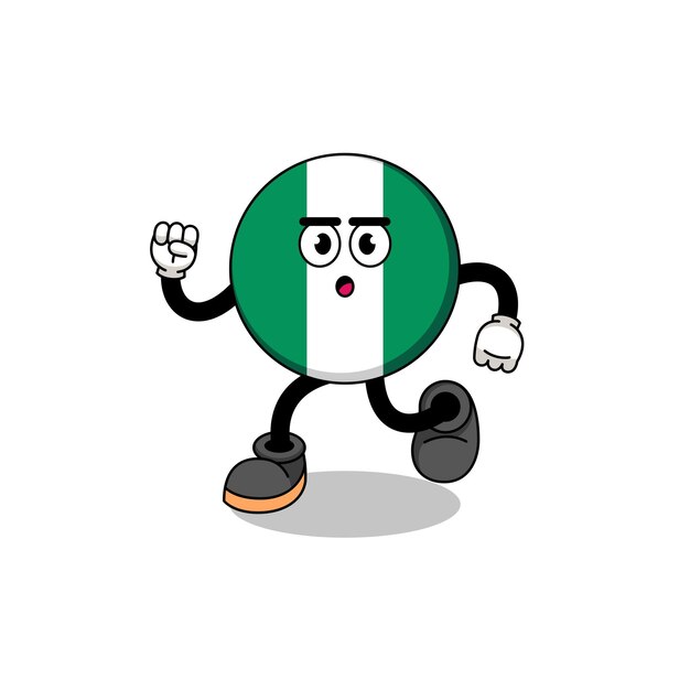 Running nigeria vlag mascotte illustratie karakter ontwerp