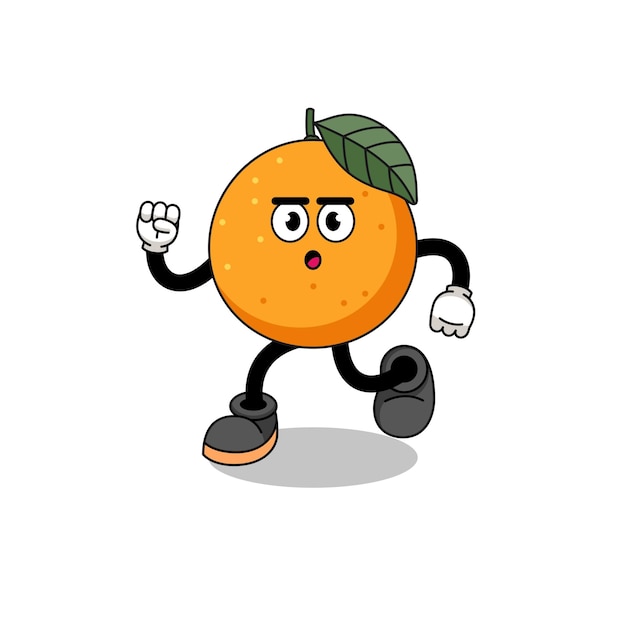 Running orange fruit mascot illustration character design