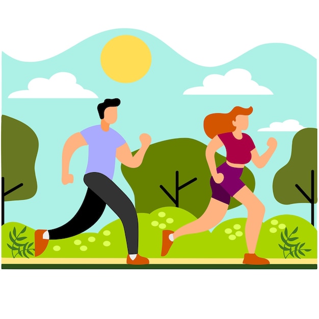 Running in the park illustration