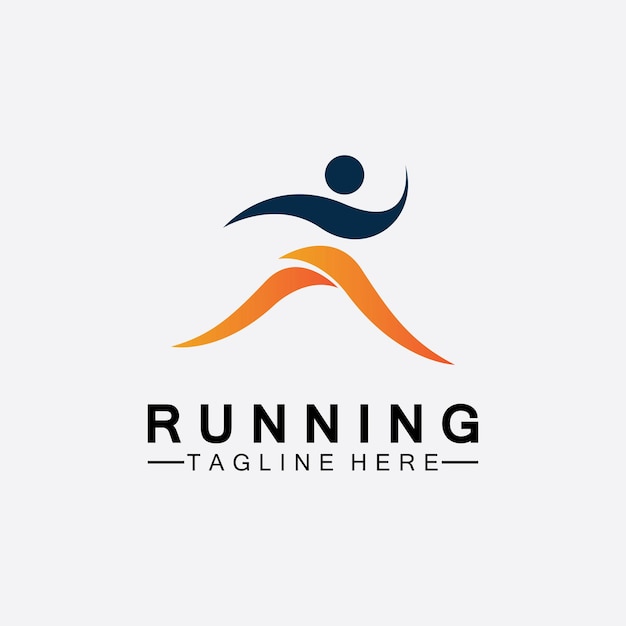 Running people logo symbol vector illustration design.Healthy running marathon athletes sprinting vector logo