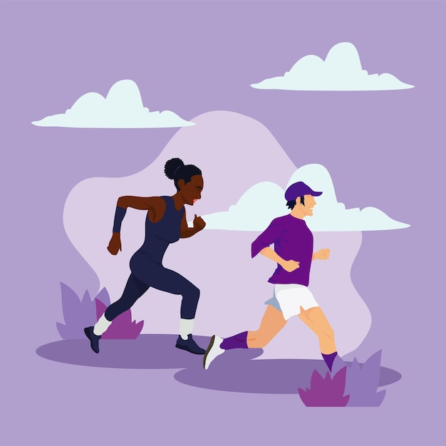 Vector running people poster