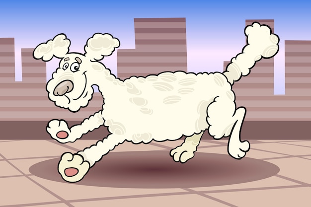 Vector running poodle dog cartoon illustration