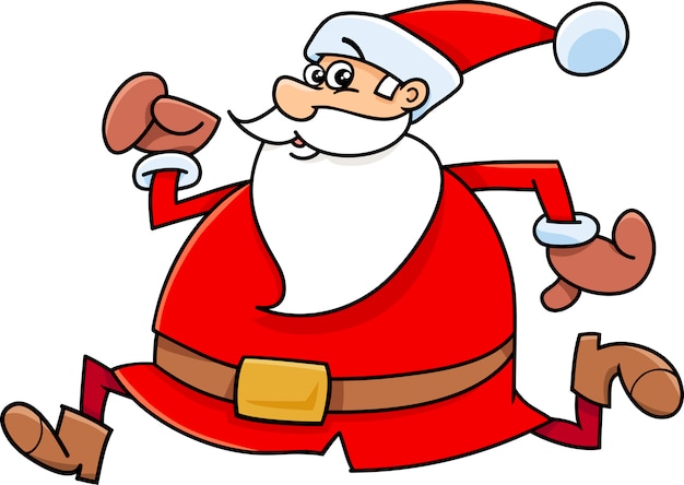 Running santa claus cartoon