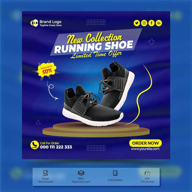 Running shoe offer price promotion social media post template