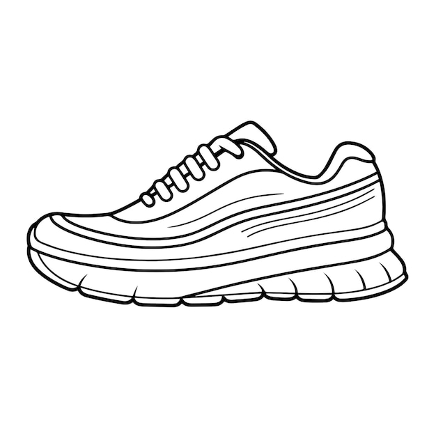 Running shoe outlined vector icon perfect for fitness graphics