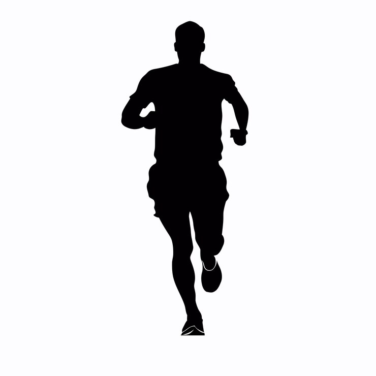 Vector running silhouettes fitness and health concept