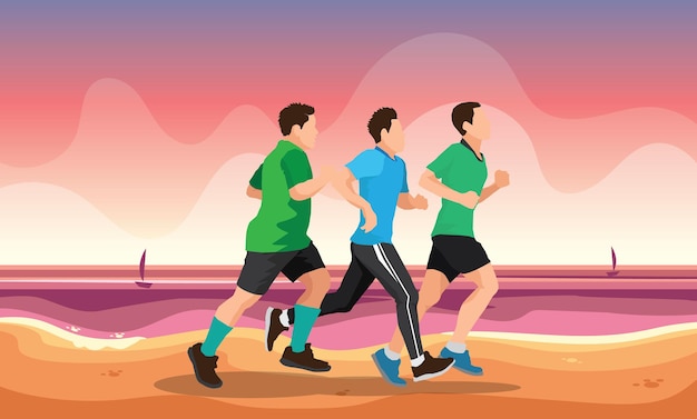 Illustrazione di sagome di corsa corridore di maratona di trail running