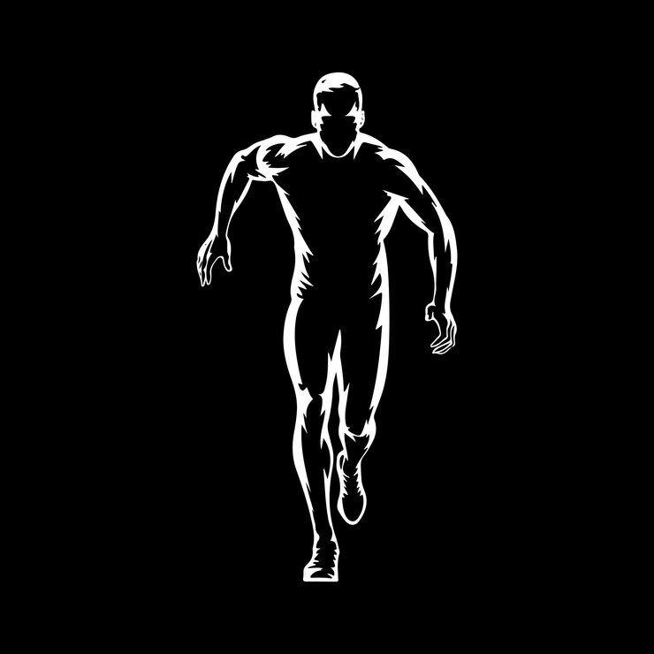 Vector running sports man vector art silhouette logo design black and white