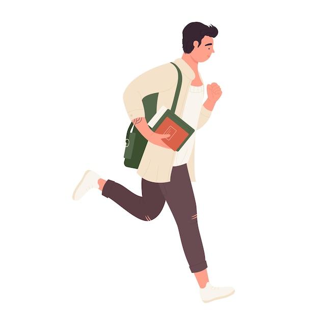 Running student boy