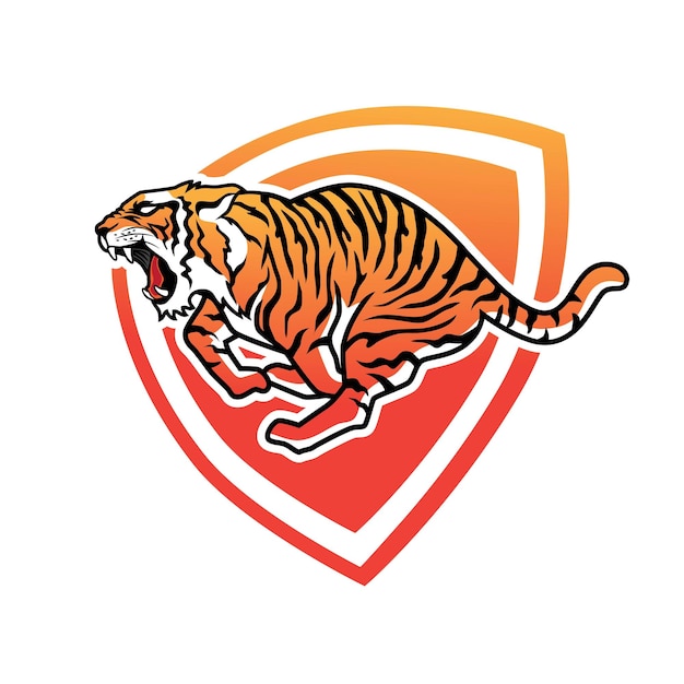 Vector running tiger logo design with angry face for energy and fast purposes ilustration