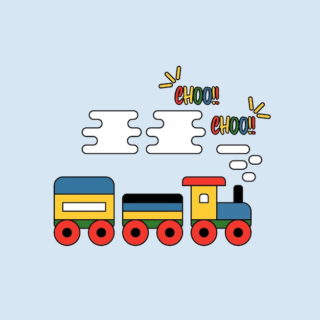 Running train with smoke cartoon