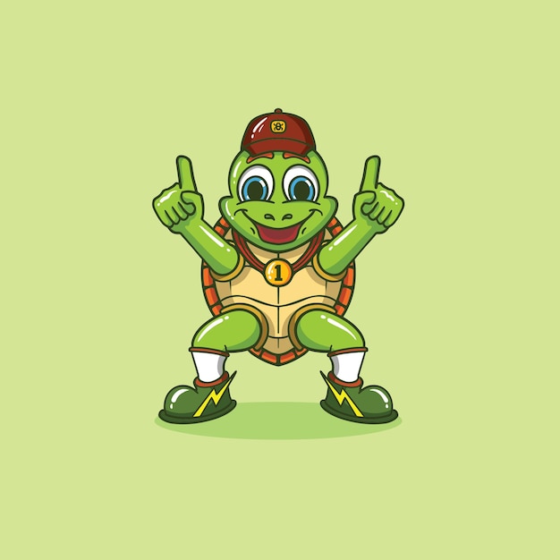 Premium Vector | Running turtle mascot logo