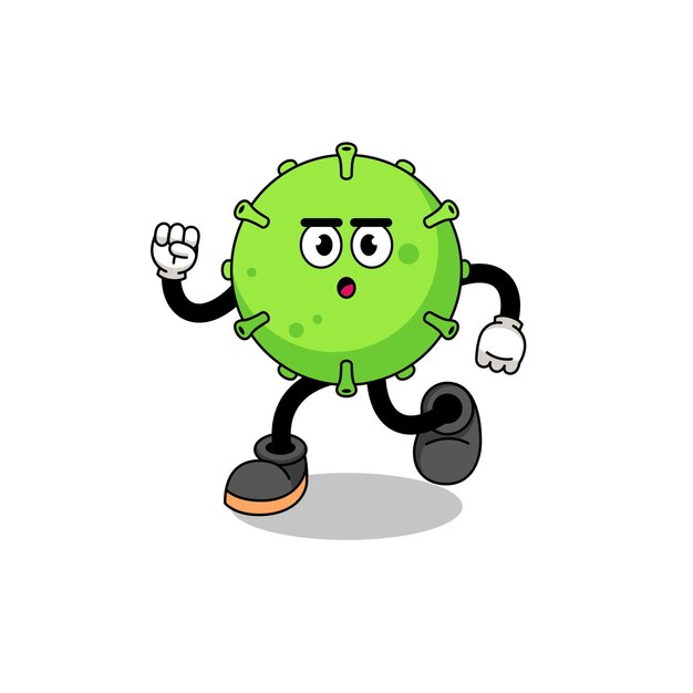 Running virus mascot illustration