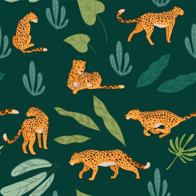 Running wild animal leopard or cheetah pattern