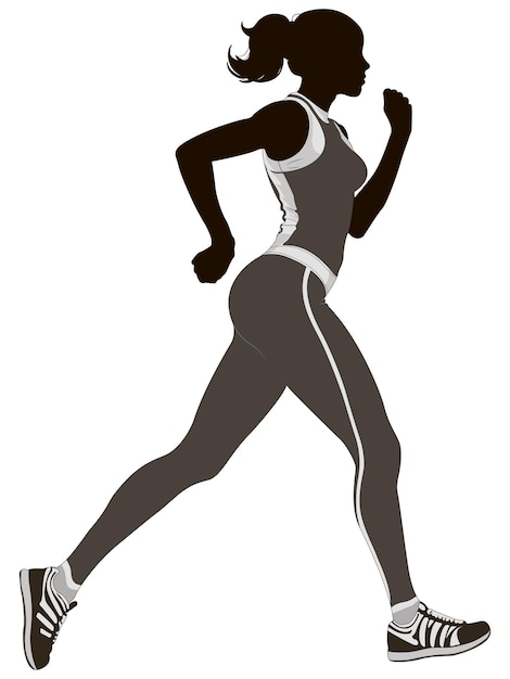 Running woman abstract vector silhouette sports uniform