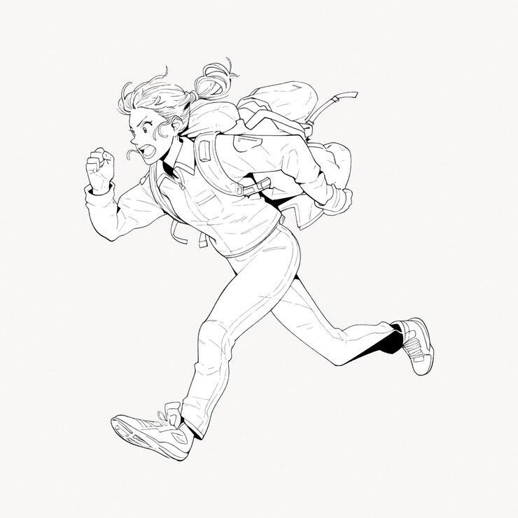 Vector running woman adventure sketch