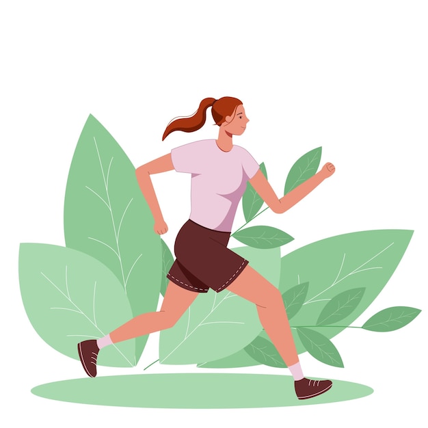 Running woman in sportswear vector illustration