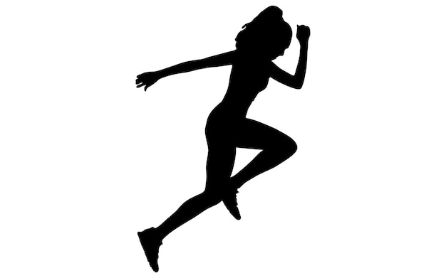 Vector running woman vector silhouette female working out silhouette sport idea black color isolated on