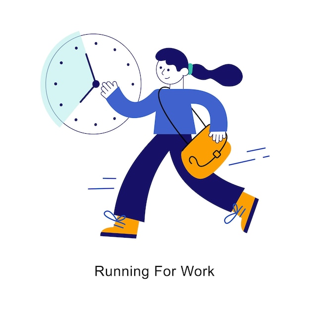 フラットスタイルのストックイラストでRunning For Workの抽象概念ベクトル