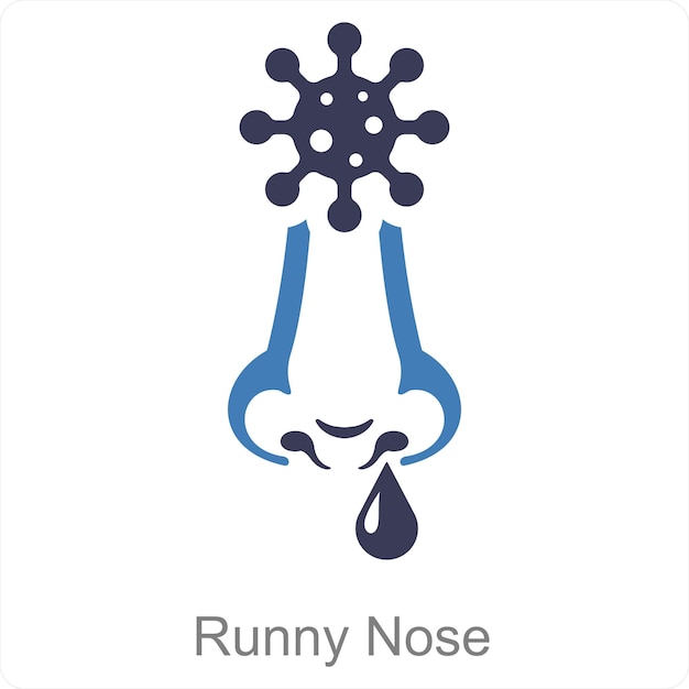 鼻水と感染症のアイコンのコンセプト