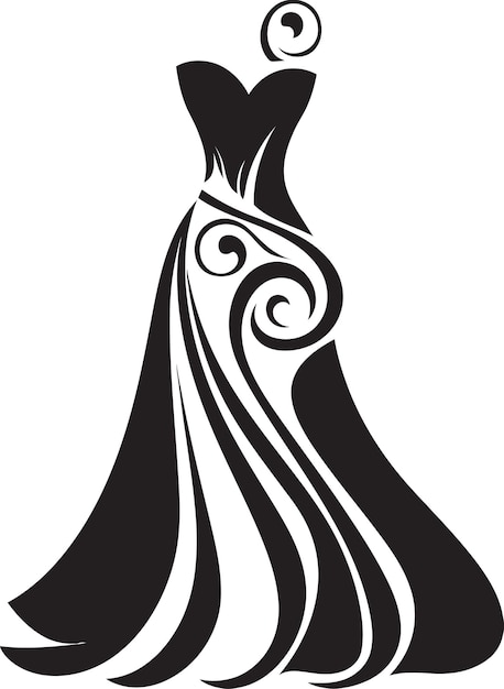 Runway Glam Womans Dress Emblem Stylish Elegance Black Dress Icon