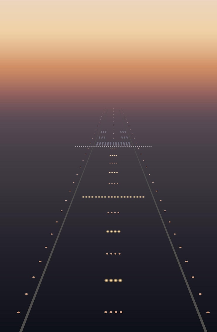 Vector runway lights at dawn vector illustration sketch for creativity