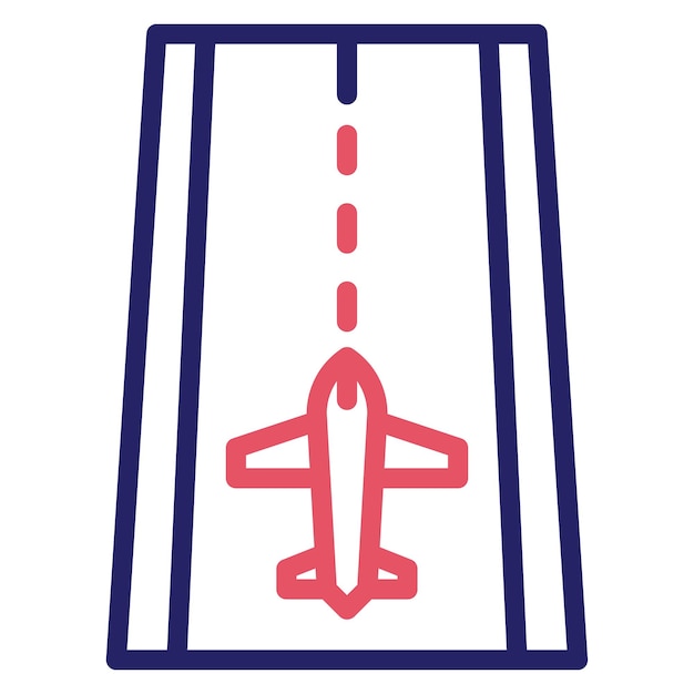 Illustrazione dell'icona vettoriale della pista di atterraggio dell'iconico dell'aviazione