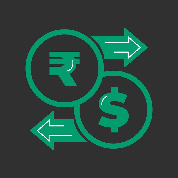rupee to dollar icon isolated on white background dollar to rupee exchange icon with arrow inr usd