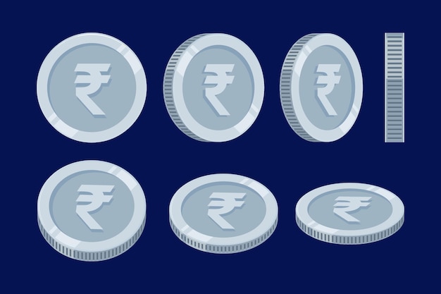 Vector rupee india silver coin vector money