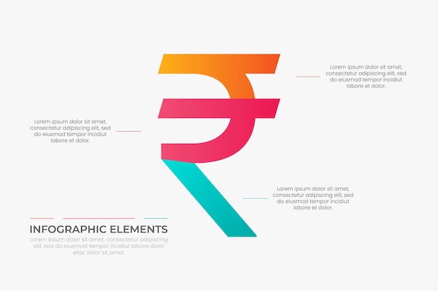 Rupee symbol infographic elements for business with icons