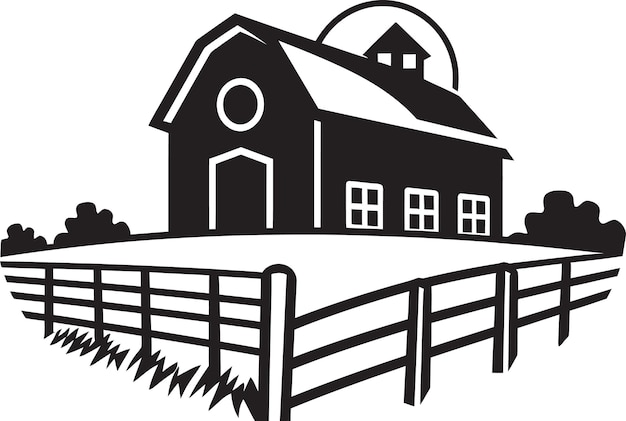 Impressione dell'abitazione rurale casa degli agricoltori vettore logo pastoral homestead simbolo farmhouse vettore icon