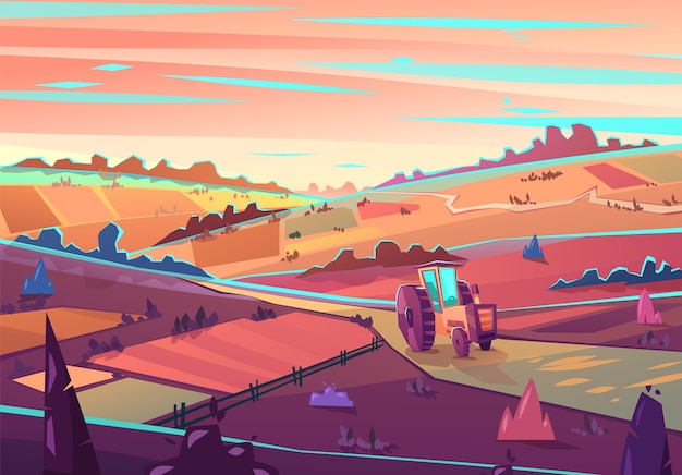 Vector rural landscape.