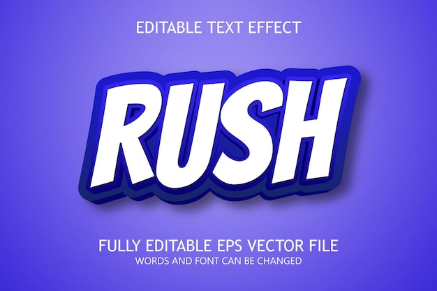 Rush 3d editable text style effect