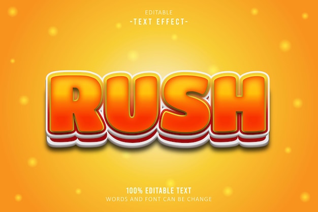 Rush bewerkbare tekst effect 3d reliëf cartoon stijl