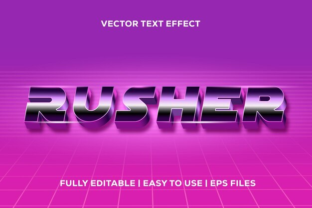 Rusher vectorteksteffect in jaren 80-stijl