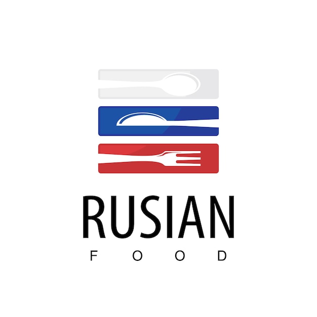 ロシアの旗のシンボルとロシア料理レストランのロゴ