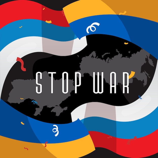 Rusland en oekraïne conflict wereldoorlog logo ontwerp vectorillustratie stop oorlog en maak vrede