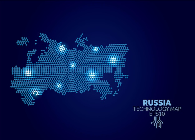 Rusland gestippelde technologiekaart modern datacommunicatieconcept