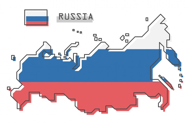 Rusland kaart en vlag