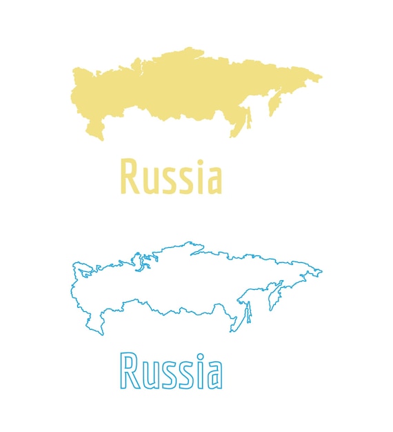 Rusland kaart land icoon Kaderstijl en platte vector silhouet