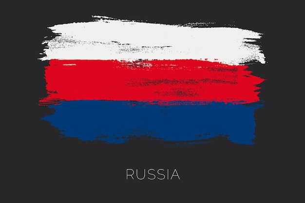 Rusland kleurrijke penseelstreken geschilderd nationale land vlagpictogram Geschilderde textuur