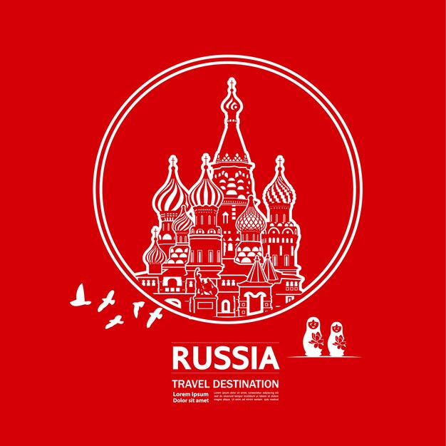 Vector rusland reisbestemming illustratie.