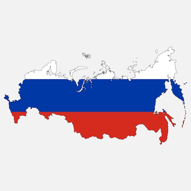 Rusland vector kaart met de vlag geïsoleerd op een witte achtergrond Vector illustratie