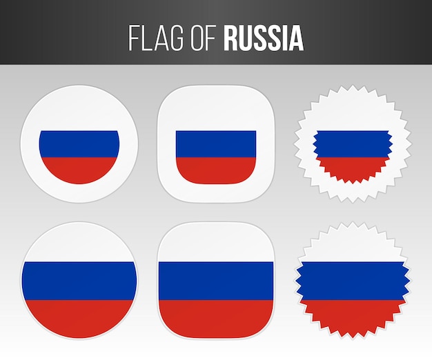 Rusland vlag etiketten badges en stickers Illustratie vlaggen van Rusland geïsoleerd
