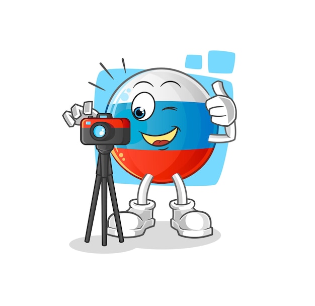 Rusland vlag fotograaf karakter. cartoon mascotte vector